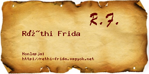 Réthi Frida névjegykártya